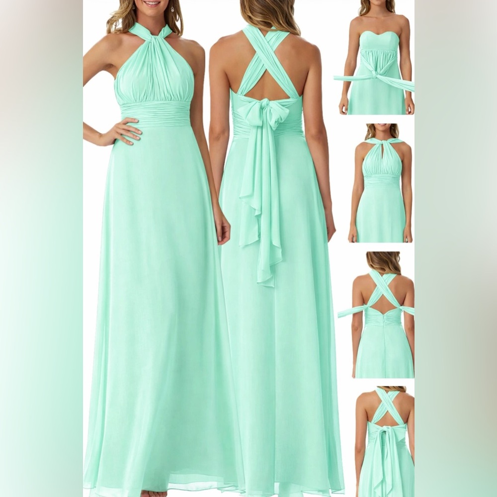 Azazie Fifi Dusty Sage A-Line Strapless Chiffon Convertible Dress Malibu